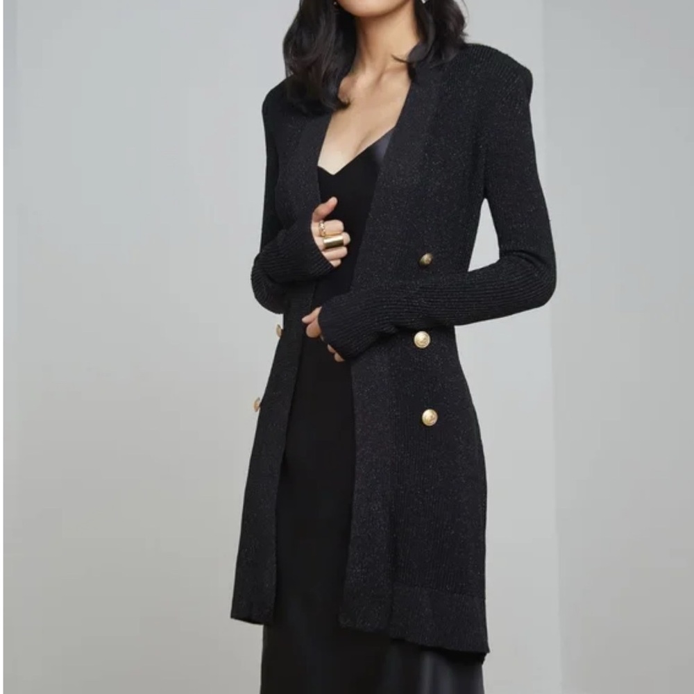L'agence Noe Double-Breasted Cardigan black, Size Large, Like New